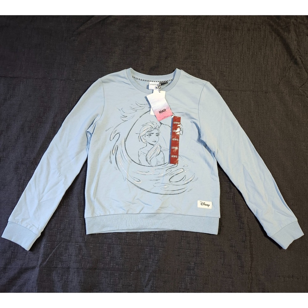 New! Frozen 2 Elsa Water, Girls' Crew Neck Sweatshirt - Sky Blue - Size 10/12 L